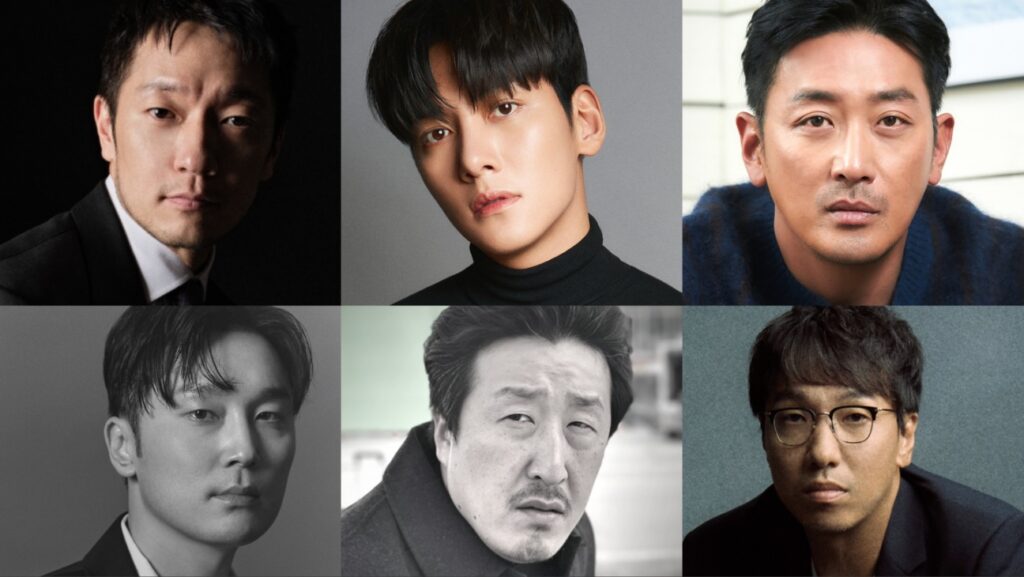 Clockwise from top left: Son Suk-ku, Ji Chang-wook, Ha Jung-woo, Yoon Jong-bin, Hyun Bong-sik and Seo Hyun-woo.